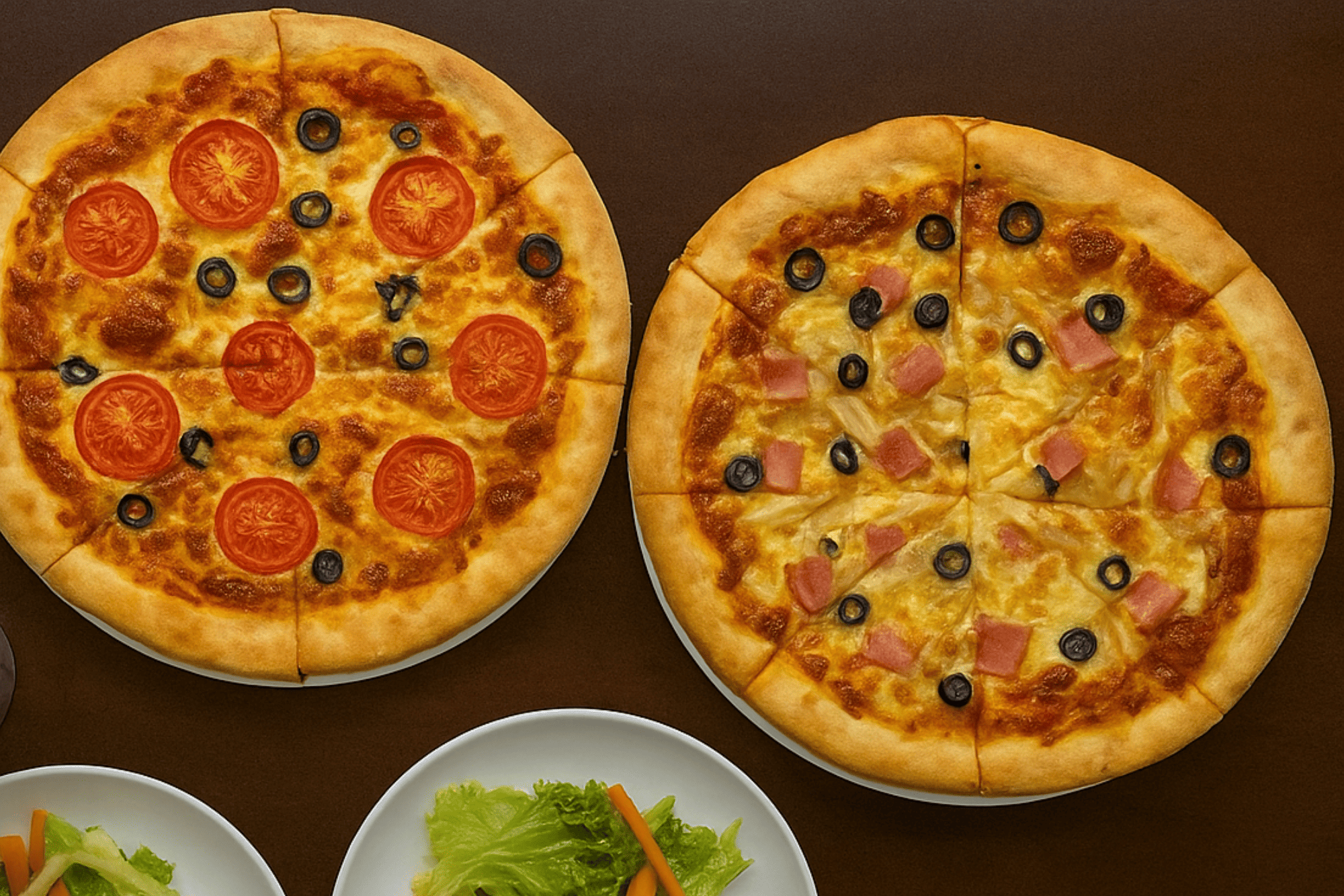 Guests can watch their pizzas prepared in a traditional oven placed right behind the counter